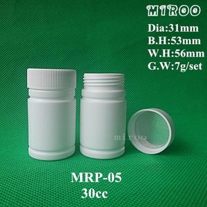 Comprimido farmacêutico vazio esterilizado HDPE 30cc/frascos de comprimidos/recipiente, frasco de comprimidos de plástico branco 100+2conjuntos/lote