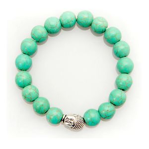 Trendy Turquoise Bracelet Handmade Buddha Beads Charm Beaded Bracelets Elastic Chain Bangle for Women Men Natural Stone Jewelry