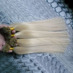 Mänskliga hårförlängning Blond Flat Tips Hårförlängningar Blond brasilianska Fusion Keratin Stick Tips Hårförlängningar 300g 3 Paket