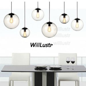 Willlust modern mode kristall boll yc rensa glas hängande belysning modern glas hänge lampa vintage glödlampa matsal ling rum bar ljus