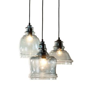 Country Rustic Watermarks Glass Ceiling Pendant Lamp Dining Room Glass Hanging Lamp Retro Corridor Restaurant Pendant Lights