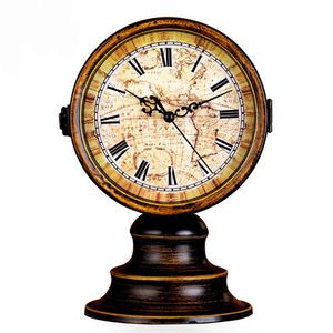 Toptan-Avrupa Tarzı Retro Saat Ferforje Büyük Masa Saati Vintage Çift Taraflı Saat