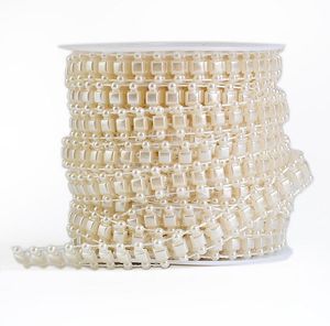 1 bobina di forma quadrata in ABS, ghirlanda di perle, fascia per torta, nastro per cucire la decorazione del centrotavola della festa nuziale