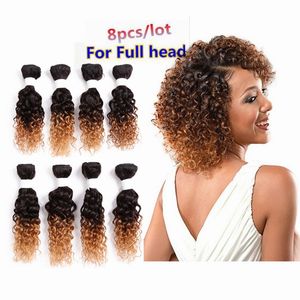 Deep Curly Brazilian Hair Borgonha Loose Wave Human Heavens Weaves Peruano Malásia 250g Kinky Curly 8Bundles Ombre Brown Blended cabelo