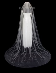 Ny sälja 3M Rhinestones Cut Edge Cathedral White Ivory Wedding Veil Bridal Slöjor Med Kam 1t