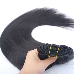 120g Gerade Clip In Human Hair Extensions Brasilianische menschliche Haarspange In Haarverlängerungen Clip Ins 7pcs / set