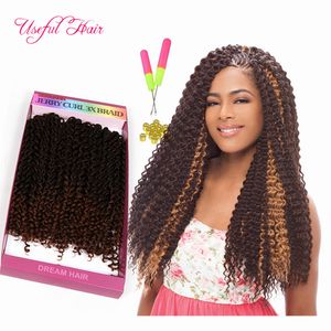 Hot selll Freetress Trança Sintética Cabelo Pré-Looped Jerry Curly Tranças Cabelo Extensões Ombre Cabelo Tece Textura Brasileira Curly