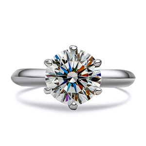 Vecalon Moda Biżuteria Kobiety Ring Round Cut 1.5ct Diamond CZ 925 Sterling Silver Kobiet Zaręczyny Band Ring