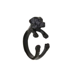 Nuovi anelli Cocker Spaniel stile punk, anelli animali 3D regolabili Cane nero argento antico bronzo stile punk per regalo speciale