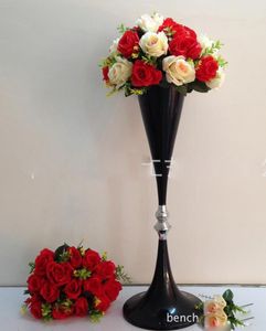 10ピースの熱い販売60cmブラックメタル花瓶の結婚式の花の立場中心ピース