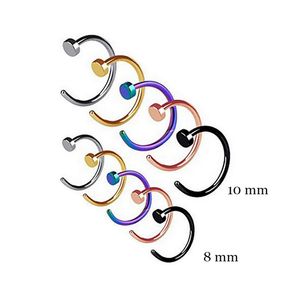 Punk Cerrahi Çelik Burun Hoop Yüzük Saplama Sahte Çiviler Olmayan Piercing Yüzükler 8mm 10 MM 6 Colors Stokta Toptan