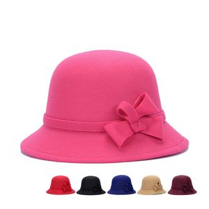 2017 Ny Höst Vinter Kvinnor Topp Hattar Fashion Street Stingy Brim Hattar Ull Bucket Hattar Kvinna Dome Cap GH-33