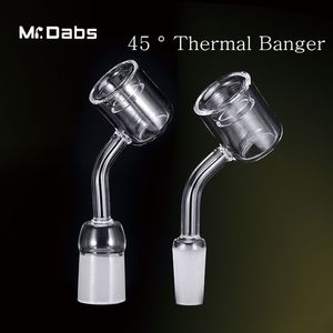 Quarat Thermal Banger Smoking Accessories 28mm Outer Diameter 45 Degree Double Tube Quartz Thermal Bangers Nail For Oil Rigs Glass Bongs