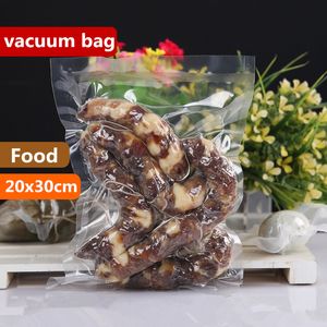 20x30cm 0.16mm vakuum nylon Klar Cooked Food Saver Förpackning Förpackning Väskor Kötttacks Hermetisk Förvaring Värmeförsegling Plastpaketpåse