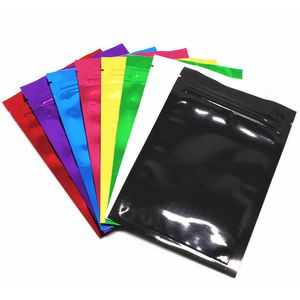 2017 New Style 100pcs Colorido Aliminum folha Zipper Bloqueio Bag auto vedação colorido Matellic Mylar Folha Pacote Bag For Food Grocery