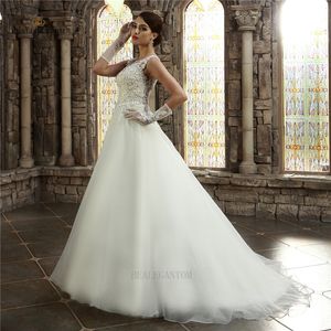 2017 vendita calda scoop pizzo abito da sposa abiti da sposa appliques economici vintage plus size abiti da sposa BM23