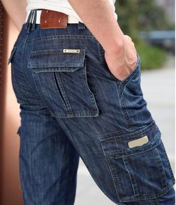 Nuovi jeans da uomo Pantaloni da uomo Blu dritto in cotone Jeans di marca denim maschile Più tute tascabili