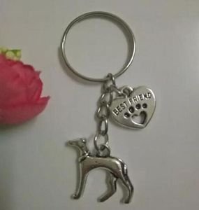 Greyhound dog paw print heart's best friend Keyrings Plating Silver Alloy Pendant Charm Key Rings DIY Keychains Jewelry Findings