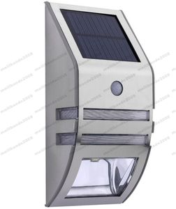 NEW Silver Solar-powered Light with 2pcs SMD LEDs Polycrystalline Solar Panel PIR Sensor for Pathway Outdoor Stair Step Garden Yard MYY