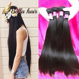 Bella Hair 4PCS 11A Double Weft One Donor Brazilian 100％処女人間の髪の束ペルーのストレート織りの未加工の生のインドの拡張機能