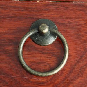 Rustico retro simple furniture handle knobs vintage bronze drawer shoe cabinet knob pull antique brass drop rings dresser handles