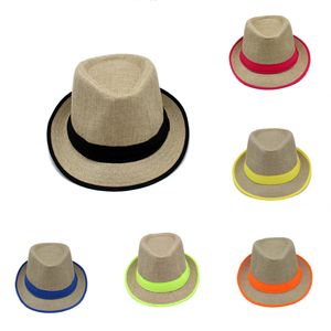 British Style Canvas Jazz Cap Kobiety Mężczyźni Canvas Jazz Fedora Trilby Hat Belt Beach Sun Hat Unisex Gangster Caps GH-21