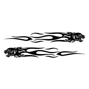 22*3CM 2x Stylish Tiger Flame Sticker Vinyl Decal Creative Car Stickers Car Styling Decals Black/Silver C9-1524