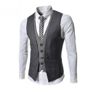 Partihandel - Mäns väst Causal Slim Ärmlös Formell Coat Business Suit Vest Vin Röd / Svart / Blå Storlek M-XXL