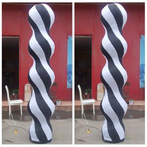 Vivid Fabric Made White And Black Strip Decoration Inflatable Spiral Column For Party Made In China