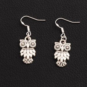 Brincos de pássaro de coruja 925 peixe prata gancho de orelha E991 40Pairs / lote antigo prata Dangle Chandelier 11x36mm