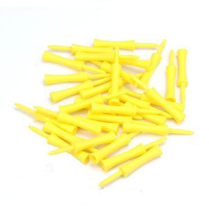 Wholesale- 100PC / SET 78mm Yellow Golf Ball Tees Sport all'aria aperta Golfer Aid Tool Plastic Golf Tees 2017 Cuscino Top Attrezzatura da golf