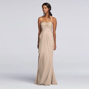 Strapless Champagne Chiffon Bridesmaid Dresses with Pleated Waist F19030M Wedding Party Dress Evening Dress Formal Dresses