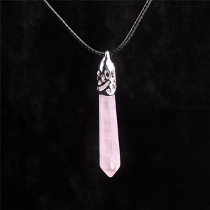 Open Heart Chakra Long Rose Quartz Necklace Pink Gemstone Healing Layering Crystal Genuine Leather Rope quot Gift Jewelry for Girls Women Mom