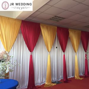 2017新しいデザインロマンチックな3m * 6mカラフルなアイスシルクドレープカーテン1ピースの結婚式の背景の装飾のための送料無料