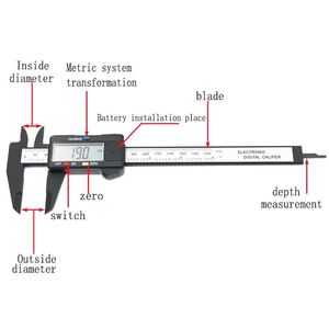 Nuovo arrivo 150mm 6 pollici LCD digitale elettronico in fibra di carbonio calibro a corsoio micrometro strumento di misurazione