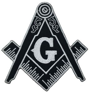 Hot Sale! Masonic Compass Patch broderade Iron-On-kläder Freemason Lodge Emblem Mason G Badge Sew på alla plaggfri frakt