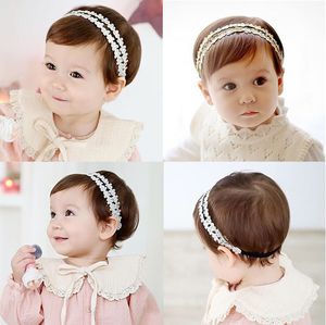 Kore Saç Şeridi toptan satış-Bebek Kız Bantlar Kore Dantel Rhinestone Prenses Şapkalar Çocuklar Elastik Şerit Hairbands Çocuk Saç Aksesuarları Headdress Kha380