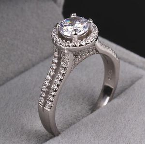 Größe 4–10 Luxus-Schmuck Choucong Rundschliff Weißtopas Pave Tiny CZ Diamant 925 Sterling Silber Damen Verlobungsfeier Band Kronenring Geschenk