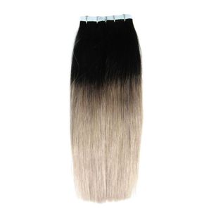 Ombre Braziliaans haar tape extensions 40 stks T1B/Grijze huid inslagen tape in human hair extensions 100g braziliaanse virgin haar