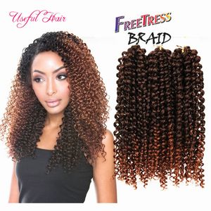 Cabelo de trança sintética 3 pçs / lote Crochet Tranças Cabelo Pré-loop Jerry Curly Cabelo Extensões Ombre Brasileiro para Mulheres Tranças Jumbo