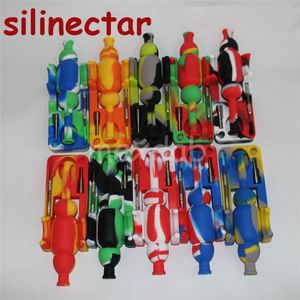 Hookah 10mm Mini Silicone Nectar bong kits with domeless ti Nail 120mm dab oil rigs glass bongs silicon bong pipe DHL