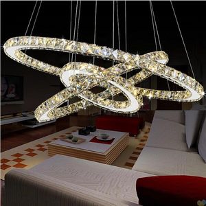 Moderne K9 LED Kristall Kronleuchter Lampe Kreis Ringe Kristalle Pendelleuchte für Wohnzimmer, Esszimmer, Schlafzimmer