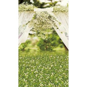 Beyaz Çiçekler Çocuk Prenses Fotoğraf Arka Plan Dijital Baskılı Dantel Valance Açık Doğa Manzaralı Düğün Fotoğraf Arka Planında Stüdyo için
