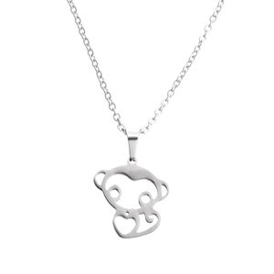 EVERFAST Fashion New Stainless Steel Necklace,Naughty Monkey Pendant Vegan Chokers Necklaces For Women Kids Lucky Gift SN017