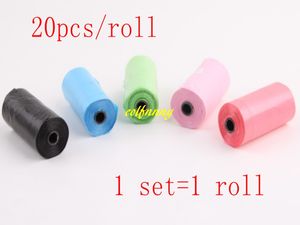 200sets/lot=4000pcs Fast shipping 20pcs/roll Pure color Degradable Pet Dog Waste Poop Bag Doggy Bags