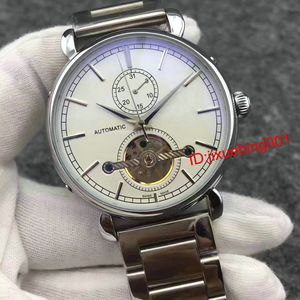 fashionBrown Leather Fashion Mechanical Men's Stainless Steel Automatic Movement tourbillon Watch Sports men Self-wind Watches Watches ساعة اليد