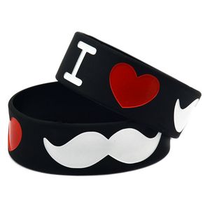 1PC I Love Baffi Mustache Un pollice Wide Silicone Wristband morbido e flessibile Decorazione alla moda Dimensioni adulti 2 colori