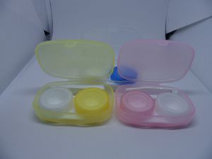 freeshipping 50pcs girl smart contact portable smoothy fullset contact lens kit with contact lens cases left and right pink color