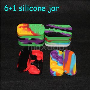 6+1 silicon container wax food grade nonstick bho box for concentrate oil silicone case storage jar