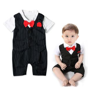 Wholesale baby boy formal romper for sale - Group buy 2017 Baby Boy Romper Suit One Pieces Rompers Baby Boy Formal Clothes Gentleman Jumpsuit Bebes Romper